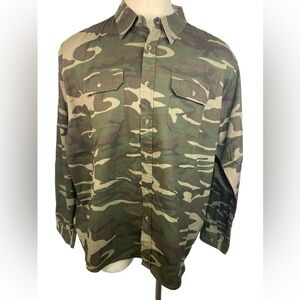 Wrangler Camo Long Sleeve Button-Up Shirt Men’s 3XL